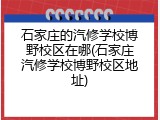 石家庄的汽修学校博野校区在哪(石家庄汽修学校博野校区地址)