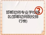 邯郸幼师专业学校排名(邯郸幼师院校排行榜)