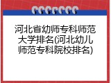 河北省幼师专科师范大学排名(河北幼儿师范专科院校排名)