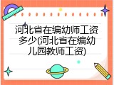 河北省在编幼师工资多少(河北省在编幼儿园教师工资)