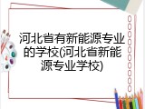 河北省有新能源专业的学校(河北省新能源专业学校)