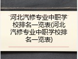 河北汽修专业中职学校排名一览表(河北汽修专业中职学校排名一览表)
