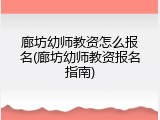廊坊幼师教资怎么报名(廊坊幼师教资报名指南)