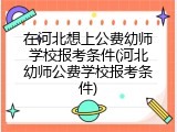 在河北想上公费幼师学校报考条件(河北幼师公费学校报考条件)