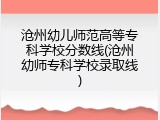 沧州幼儿师范高等专科学校分数线(沧州幼师专科学校录取线)