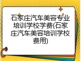石家庄汽车美容专业培训学校学费(石家庄汽车美容培训学校费用)