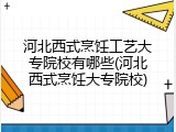 河北西式烹饪工艺大专院校有哪些(河北西式烹饪大专院校)