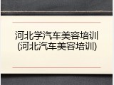 河北学汽车美容培训(河北汽车美容培训)