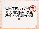 石家庄有几个汽修学校沧州分校(石家庄汽修学校沧州分校数量)