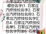 石家庄的汽修技校有哪些名字(石家庄汽修技校名字)