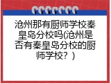 沧州那有厨师学校秦皇岛分校吗(沧州是否有秦皇岛分校的厨师学校？)