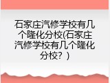 石家庄汽修学校有几个隆化分校(石家庄汽修学校有几个隆化分校？)