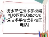 衡水烹饪技术学校崇礼校区电话(衡水烹饪技术学校崇礼校区电话)