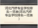 河北汽修专业学校排名一览表(河北汽修专业学校排名一览表)