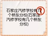 石家庄汽修学校有几个桥东分校(石家庄汽修学校有几个桥东分校)