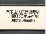 石家庄优质新能源培训课程(石家庄新能源培训精品班)