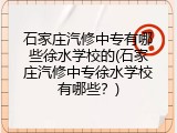 石家庄汽修中专有哪些徐水学校的(石家庄汽修中专徐水学校有哪些？)