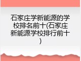 石家庄学新能源的学校排名前十(石家庄新能源学校排行前十)