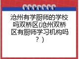 沧州有学厨师的学校吗双桥区(沧州双桥区有厨师学习机构吗？)