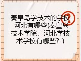 秦皇岛学技术的学校 河北有哪些(秦皇岛技术学院，河北学技术学校有哪些？)