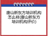 唐山新东方培训机构怎么样(唐山新东方培训机构评价)