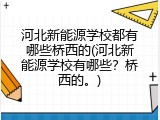 河北新能源学校都有哪些桥西的(河北新能源学校有哪些？桥西的。)