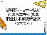 邯郸职业技术学院新能源汽车专业(邯郸职业技术学院新能源技术专业)