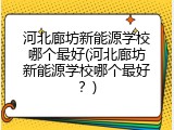 河北廊坊新能源学校哪个最好(河北廊坊新能源学校哪个最好？)
