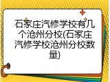 石家庄汽修学校有几个沧州分校(石家庄汽修学校沧州分校数量)