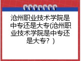 沧州职业技术学院是中专还是大专(沧州职业技术学院是中专还是大专？)