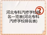 河北专科汽修学校排名一览表(河北专科汽修学校排名表)