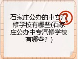 石家庄公办的中专汽修学校有哪些(石家庄公办中专汽修学校有哪些？)