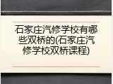 石家庄汽修学校有哪些双桥的(石家庄汽修学校双桥课程)