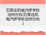 石家庄机电汽修学校沧州分校(石家庄机电汽修学校沧州分校)