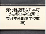河北新能源专升本可以去哪些学校(河北专升本新能源学校推荐)