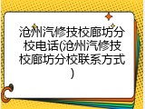 沧州汽修技校廊坊分校电话(沧州汽修技校廊坊分校联系方式)
