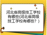 河北省高级技工学校有哪些(河北省高级技工学校有哪些？)