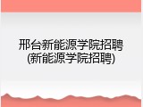 邢台新能源学院招聘(新能源学院招聘)