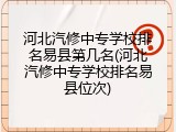 河北汽修中专学校排名易县第几名(河北汽修中专学校排名易县位次)