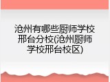 沧州有哪些厨师学校邢台分校(沧州厨师学校邢台校区)