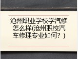 沧州职业学校学汽修怎么样(沧州职校汽车修理专业如何？)