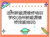 沧州新能源维修培训学校(沧州新能源维修技能培训)