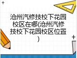 沧州汽修技校下花园校区在哪(沧州汽修技校下花园校区位置)