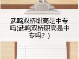 武鸣双桥职高是中专吗(武鸣双桥职高是中专吗？)