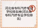 河北省专科汽修专业学校排名榜(河北省专科汽修专业学校排名)