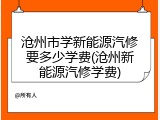 沧州市学新能源汽修要多少学费(沧州新能源汽修学费)