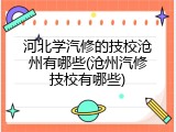 河北学汽修的技校沧州有哪些(沧州汽修技校有哪些)