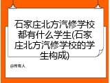 石家庄北方汽修学校都有什么学生(石家庄北方汽修学校的学生构成)