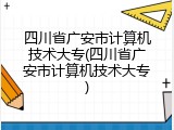 四川省广安市计算机技术大专(四川省广安市计算机技术大专)