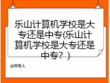 乐山计算机学校是大专还是中专(乐山计算机学校是大专还是中专？)
